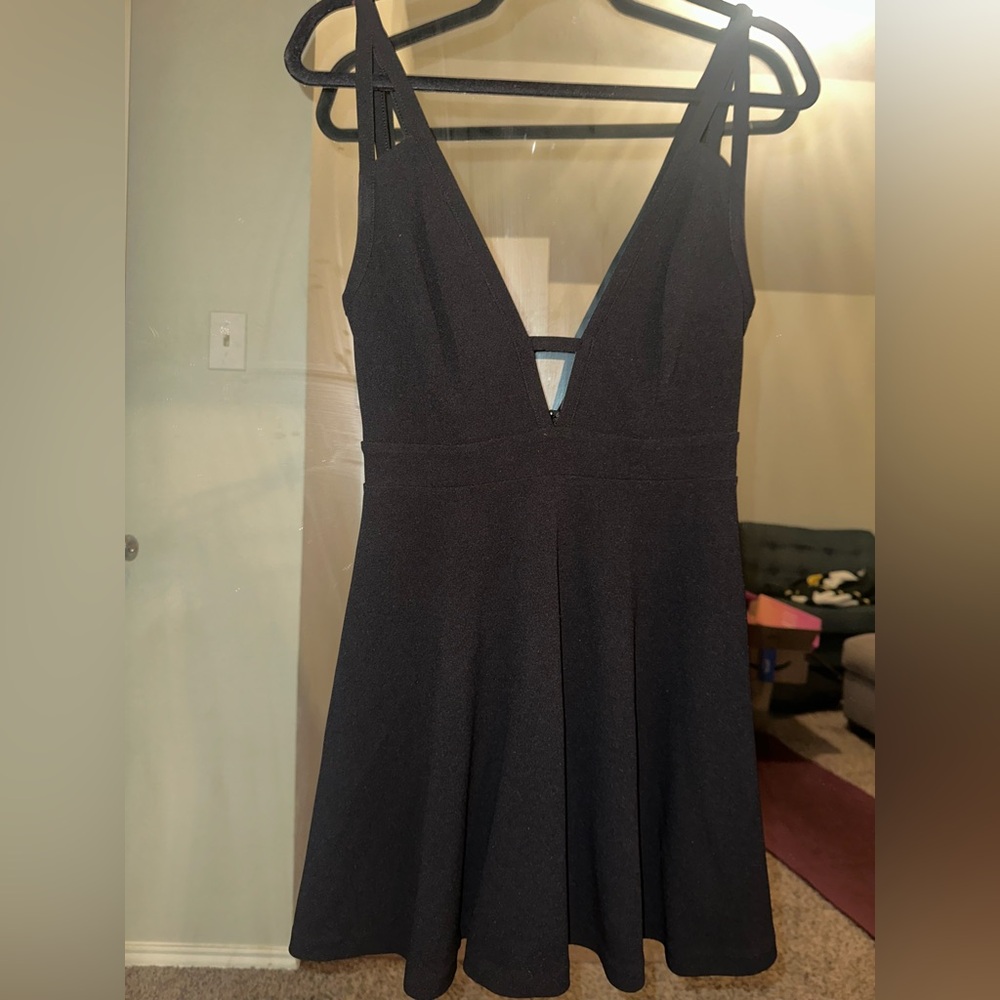 Express Black Sleeveless Plunge A-line Dress